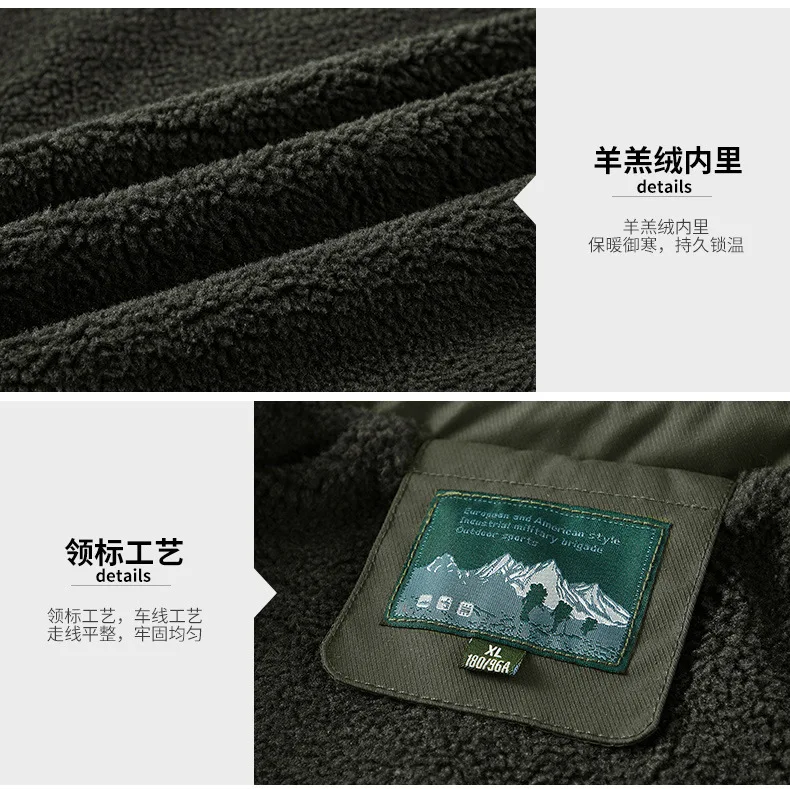 Men's Casual Lapel Jacket 2025 Autumn/Winter Thickened Washed Cotton Fleece Fashionable Men's Coat