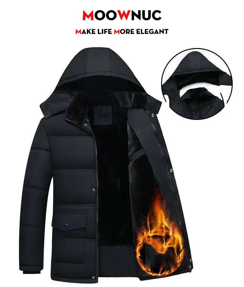Men's Fashion Windbreaker Parka Overcoat Streetwear Autumn Winter Coat Windproof Casual Warm Hombre New Male Jacket Outdoors