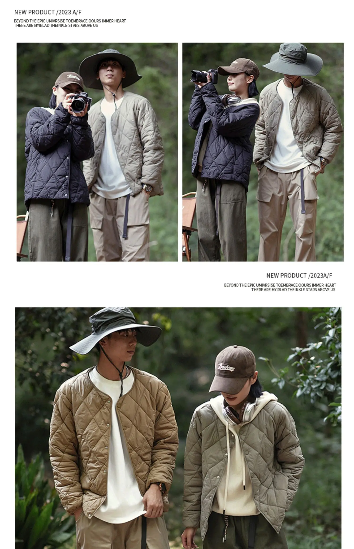 Dukeen Vintage Lingge Stitched Cotton Jacket for Men Winter Solid Color Thin Warm Collarless Windproof Coats Men's Clothing