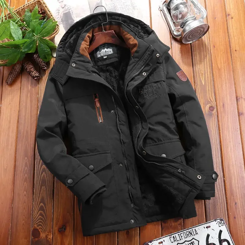 Winter Parkas Men's Classic Jackets 6XL Mens Windbreaker Fleece Thick Warm Fur Coats Male Retro Hooded Streetwear Overcoats