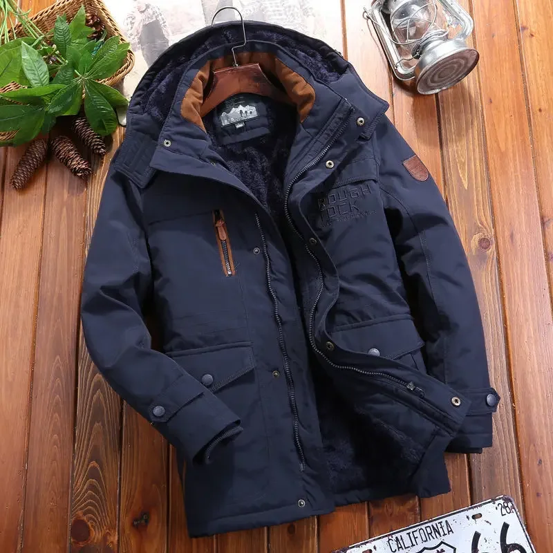 Winter Parkas Men's Classic Jackets 6XL Mens Windbreaker Fleece Thick Warm Fur Coats Male Retro Hooded Streetwear Overcoats