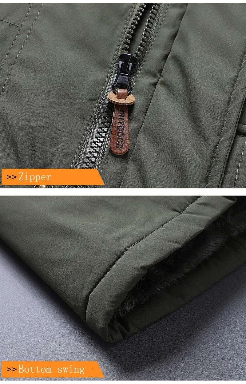 Winter Parkas Men's Classic Jackets 6XL Mens Windbreaker Fleece Thick Warm Fur Coats Male Retro Hooded Streetwear Overcoats