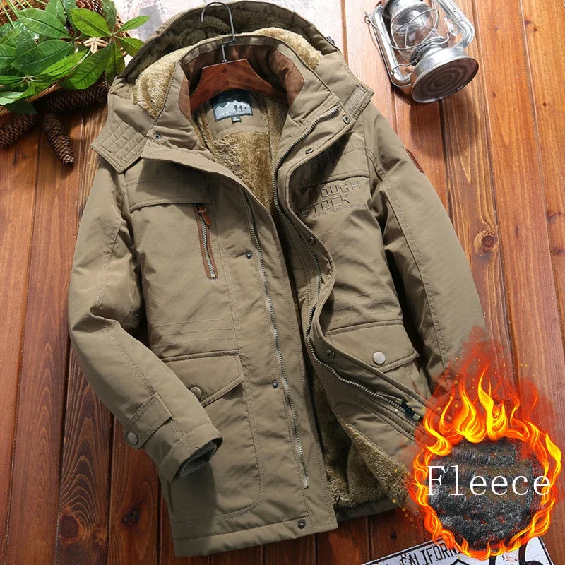 Winter Parkas Men's Classic Jackets 6XL Mens Windbreaker Fleece Thick Warm Fur Coats Male Retro Hooded Streetwear Overcoats