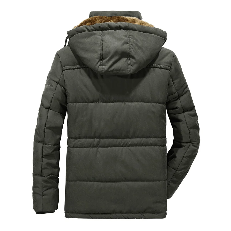 Thick Warm Winter Parka Men Fleece Hooded Mens Winter Outdoor Coat Military Fur Cargo Jackets Mens Overcoat velvet Streetwear