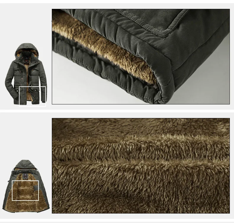 Thick Warm Winter Parka Men Fleece Hooded Mens Winter Outdoor Coat Military Fur Cargo Jackets Mens Overcoat velvet Streetwear