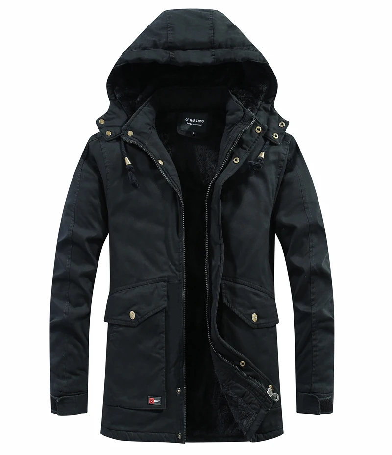 Men Washed Cotton Thick Fleece Casual New parka Winter Warm Varsity Jacket Men Parkas Coat Military Windproof Hooded Jackets Man