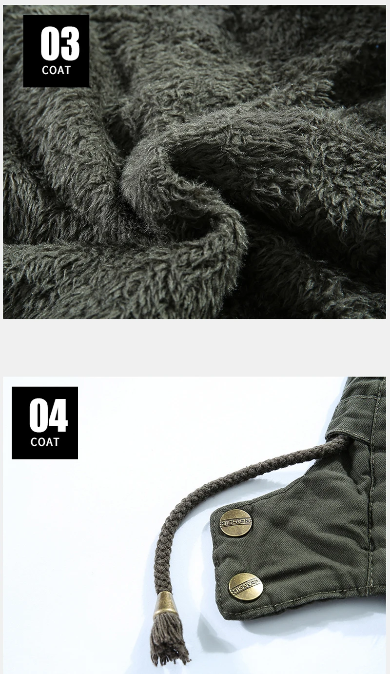 Men Washed Cotton Thick Fleece Casual New parka Winter Warm Varsity Jacket Men Parkas Coat Military Windproof Hooded Jackets Man