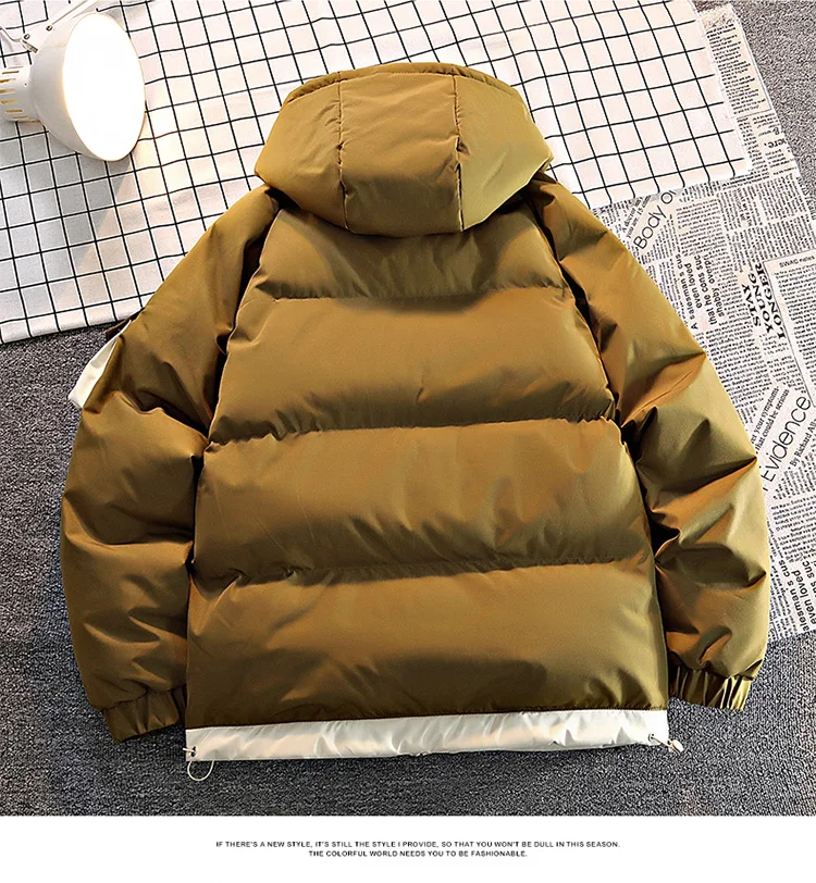 Coats Fashion Men Casual Solid Color Hooded Parkas Male Black Khaki Warm Male Coat Padded Jacket Men Winter Parkas Thick Jacket