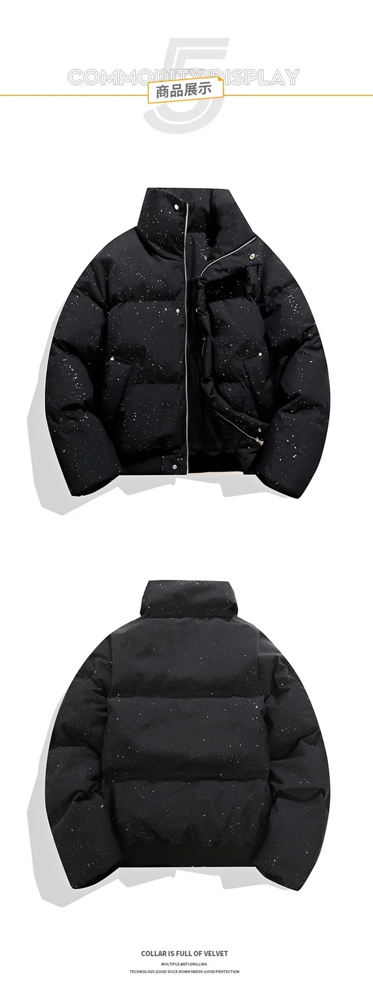 New Arrived Unisex Parkas Winter Starry Sky Design Trendy Brand Parkas Couple Style Thick Bread Jacket New in Men Women Parkas