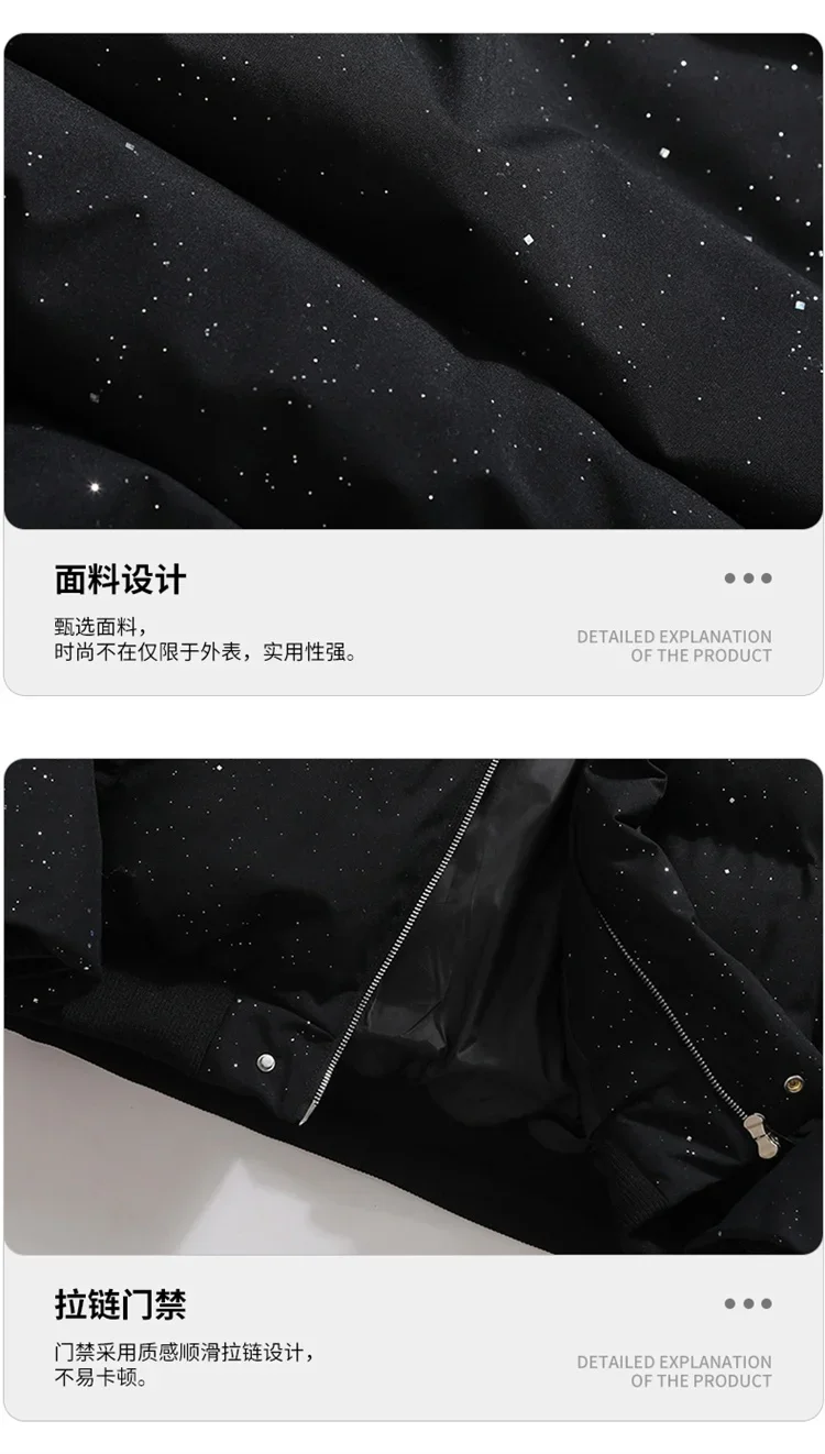New Arrived Unisex Parkas Winter Starry Sky Design Trendy Brand Parkas Couple Style Thick Bread Jacket New in Men Women Parkas