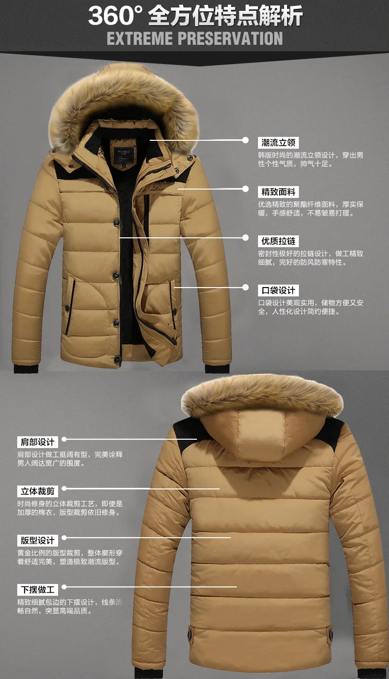 Men's Fashion Windbreaker Parka Coat Streetwear Windproof Men Clothing Casual Autumn Winter Warm Hombre Male Jacket for Outdoors