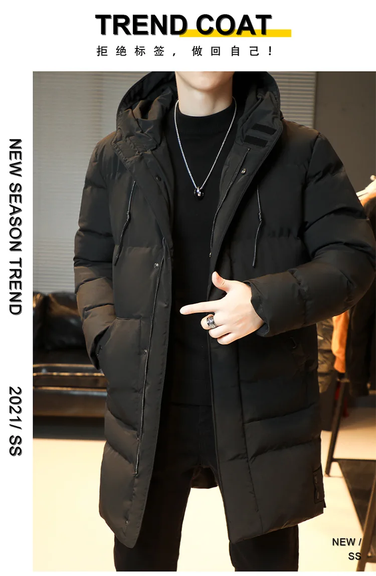 Windbreak Hooded Parkas Male Padded Long Jacket Parkas New Men Casual Korean Style Parkas Men Wind Breaker Outdoor Snow Jacket