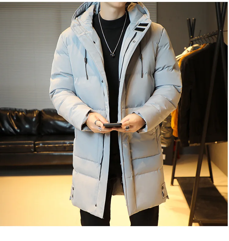 Windbreak Hooded Parkas Male Padded Long Jacket Parkas New Men Casual Korean Style Parkas Men Wind Breaker Outdoor Snow Jacket