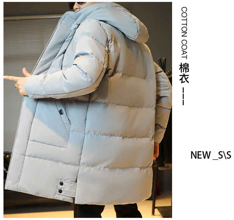 Windbreak Hooded Parkas Male Padded Long Jacket Parkas New Men Casual Korean Style Parkas Men Wind Breaker Outdoor Snow Jacket