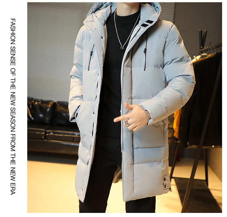 Windbreak Hooded Parkas Male Padded Long Jacket Parkas New Men Casual Korean Style Parkas Men Wind Breaker Outdoor Snow Jacket