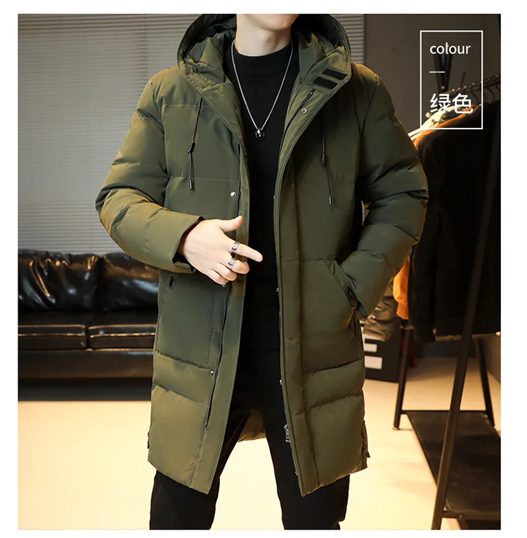 Windbreak Hooded Parkas Male Padded Long Jacket Parkas New Men Casual Korean Style Parkas Men Wind Breaker Outdoor Snow Jacket