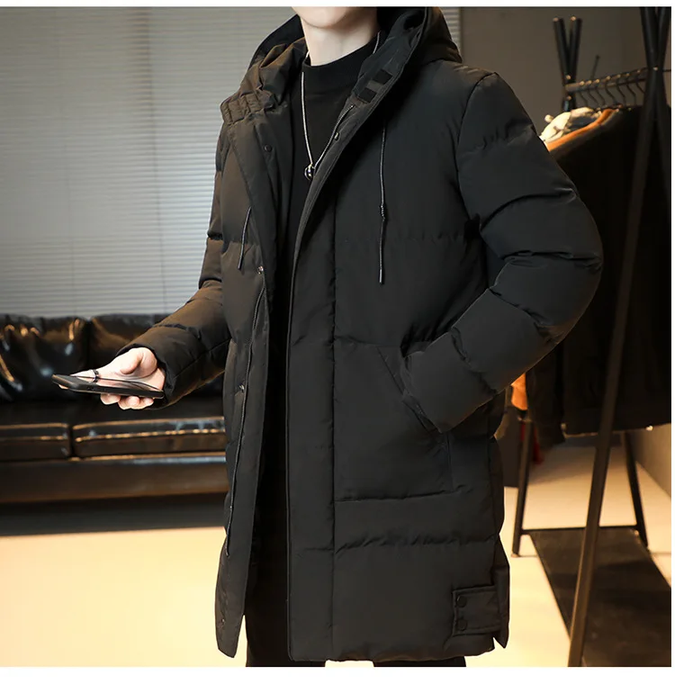Windbreak Hooded Parkas Male Padded Long Jacket Parkas New Men Casual Korean Style Parkas Men Wind Breaker Outdoor Snow Jacket
