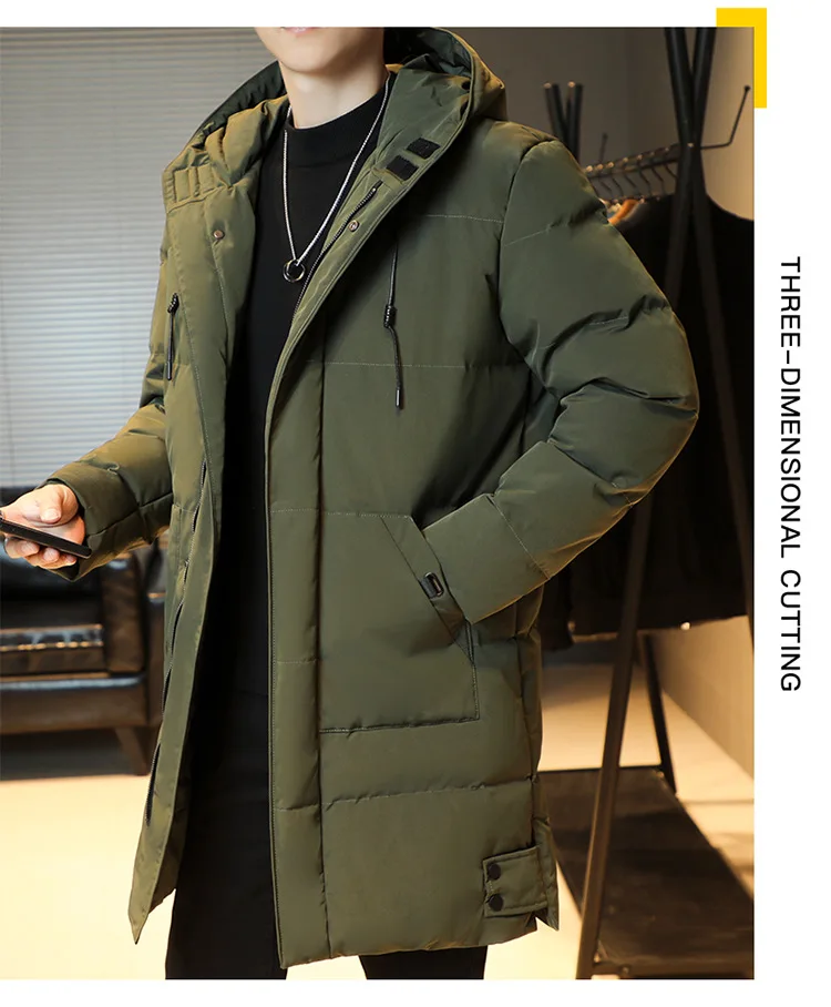 Windbreak Hooded Parkas Male Padded Long Jacket Parkas New Men Casual Korean Style Parkas Men Wind Breaker Outdoor Snow Jacket