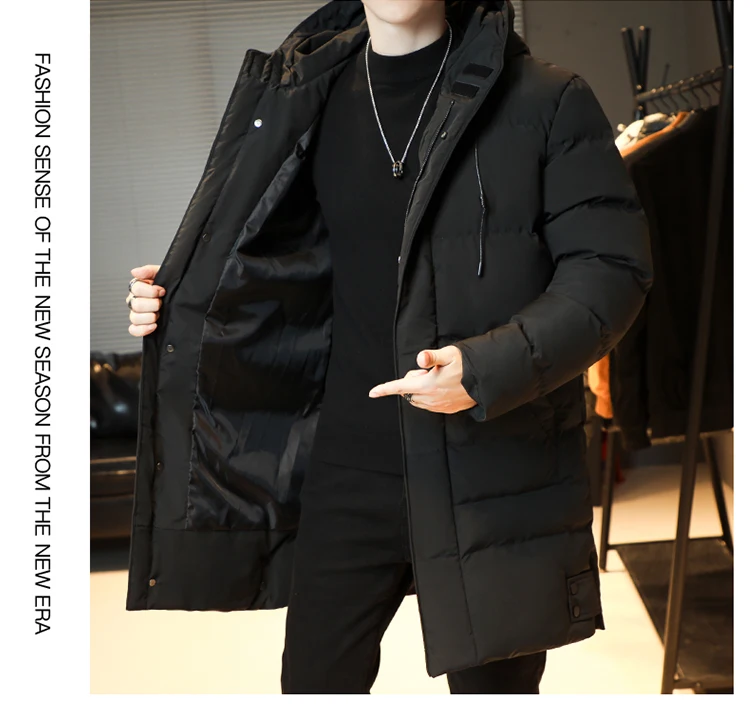 Men Long Cotton Parkas Men Hooded Youth Casual Versatile Long Jacket Men Autumn and Winter Snow Clothing Thermal Jacket