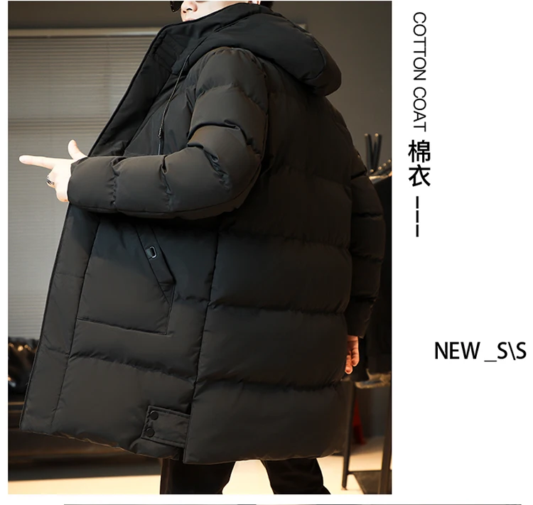 Men Long Cotton Parkas Men Hooded Youth Casual Versatile Long Jacket Men Autumn and Winter Snow Clothing Thermal Jacket