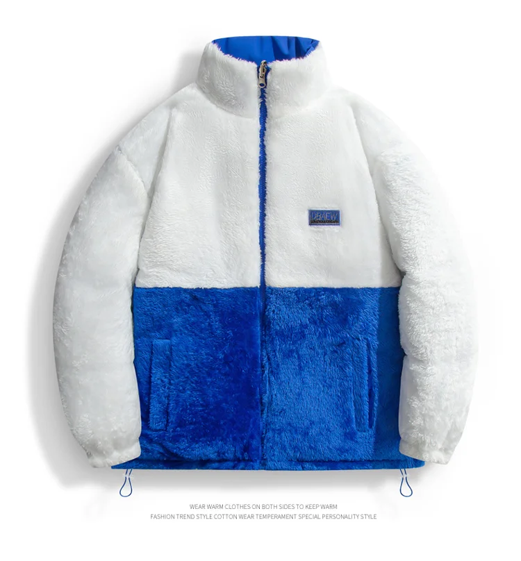 Men Thick Fleece Fashionable Parkas Winter Trendy Brand Lamb Wool Men's Parkas New Style Windproof Stand Collar Male Jacket