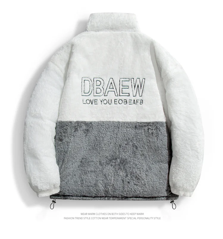 Men Thick Fleece Fashionable Parkas Winter Trendy Brand Lamb Wool Men's Parkas New Style Windproof Stand Collar Male Jacket