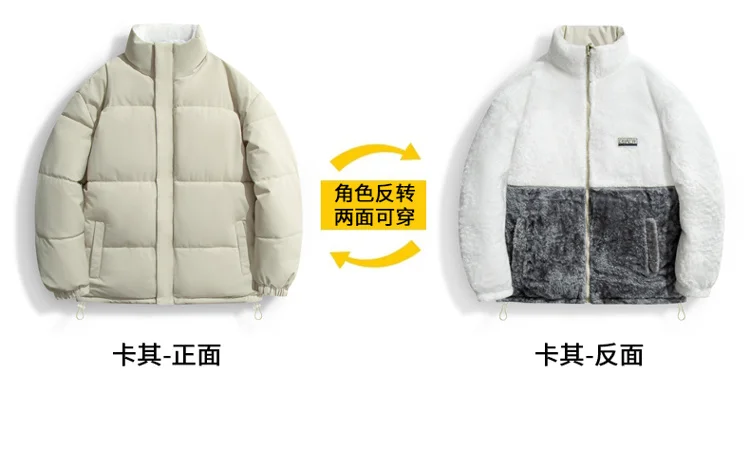 Men Thick Fleece Fashionable Parkas Winter Trendy Brand Lamb Wool Men's Parkas New Style Windproof Stand Collar Male Jacket