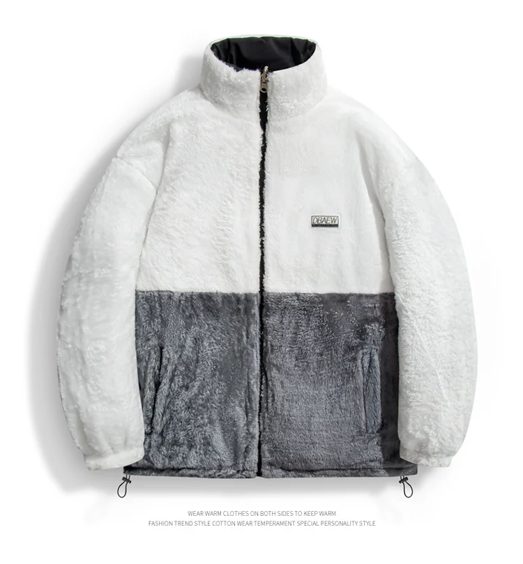 Men Thick Fleece Fashionable Parkas Winter Trendy Brand Lamb Wool Men's Parkas New Style Windproof Stand Collar Male Jacket