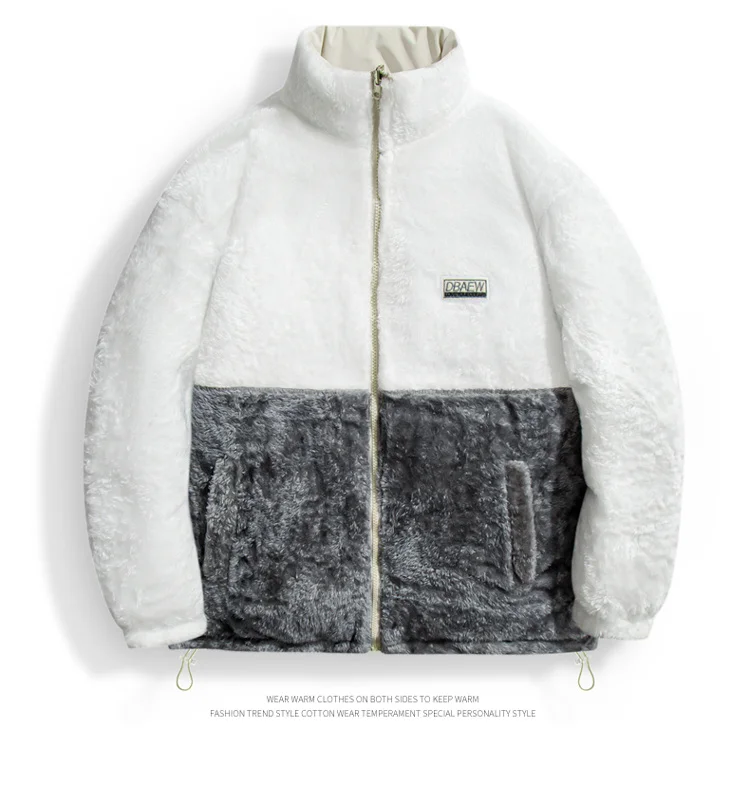 Men Thick Fleece Fashionable Parkas Winter Trendy Brand Lamb Wool Men's Parkas New Style Windproof Stand Collar Male Jacket