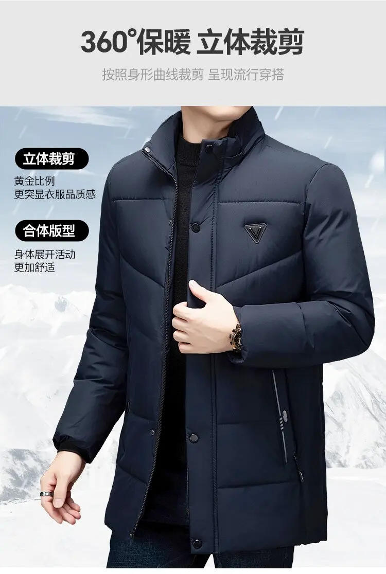 Autumn and winter Fashion Thickened Warm Mid-Length Hooded Cotton-Padded Jacket Men's Loose Sports Large Size High Quality Coat