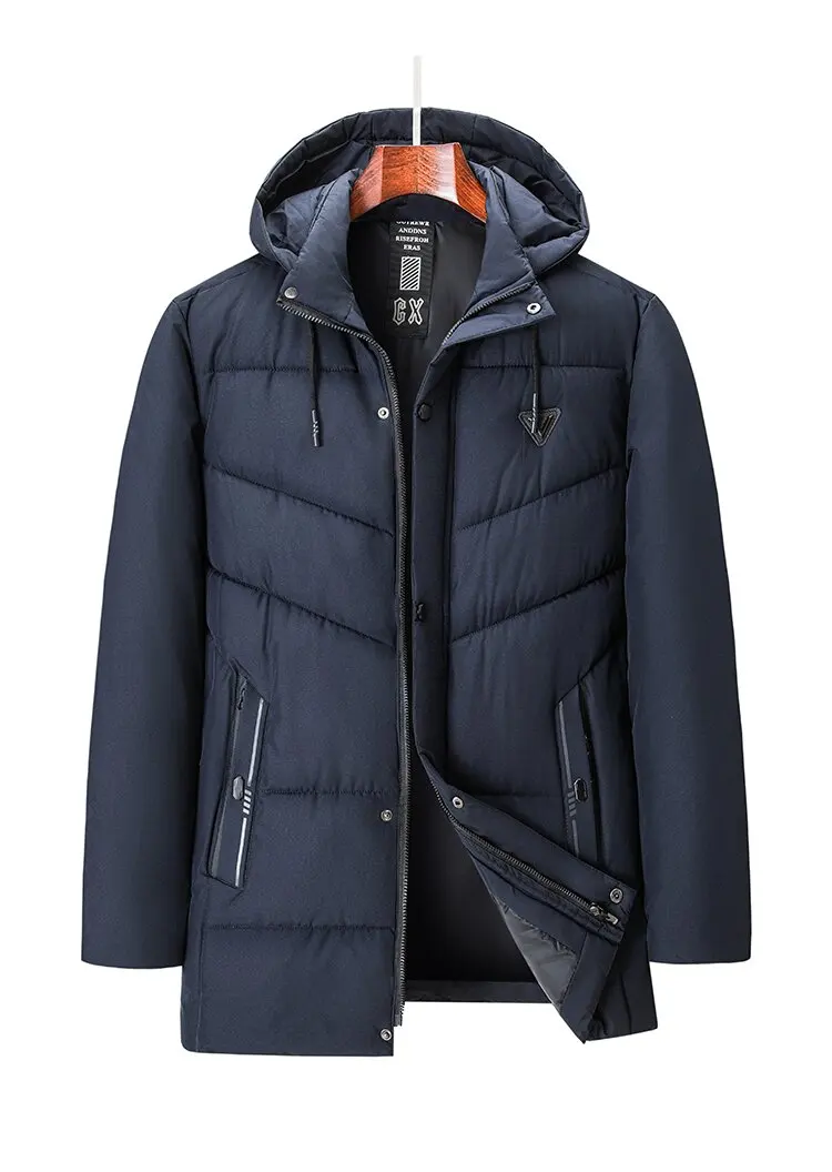 Autumn and winter Fashion Thickened Warm Mid-Length Hooded Cotton-Padded Jacket Men's Loose Sports Large Size High Quality Coat