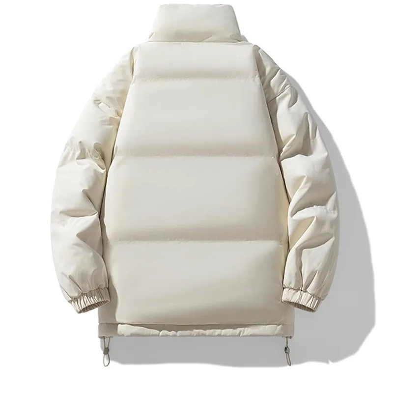 New Winter Stand Collar Parkas Men Fashion Casual Warm Jacket Solid Outdoor Windproof Streetwear Coats Couple Thick Loose Parkas
