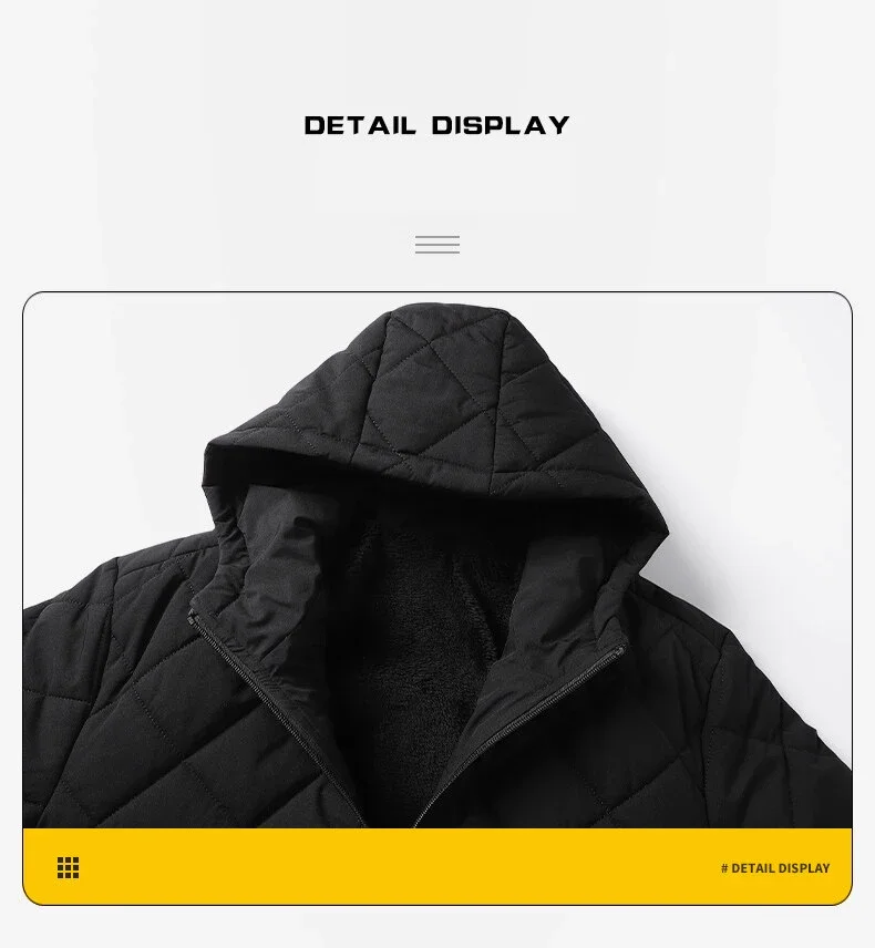 Jackets for Men with Hood Autumn Winter Cotton Padded Jacket Men Fashion Clothing Rhombus Texture Casual Parkas Plus Size 5XL