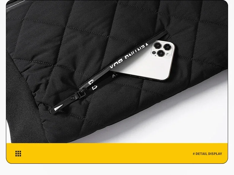 Jackets for Men with Hood Autumn Winter Cotton Padded Jacket Men Fashion Clothing Rhombus Texture Casual Parkas Plus Size 5XL