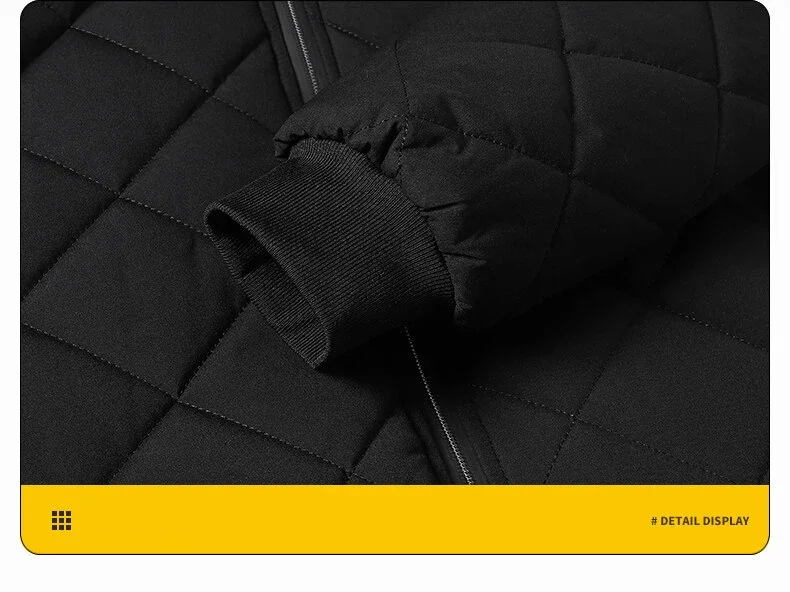 Jackets for Men with Hood Autumn Winter Cotton Padded Jacket Men Fashion Clothing Rhombus Texture Casual Parkas Plus Size 5XL