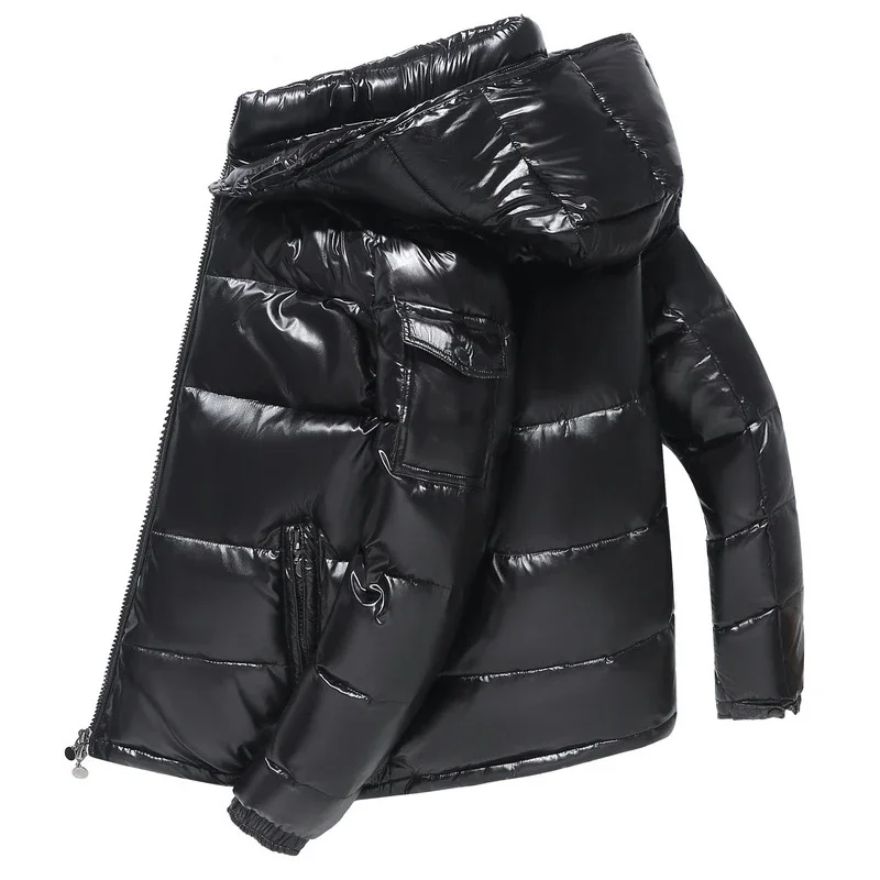 Men's Down Parka Men Fashion Hood Waterproof High Quality Glossy Parkas men Short Parkas Male Lightweight Snow Ski Parka man