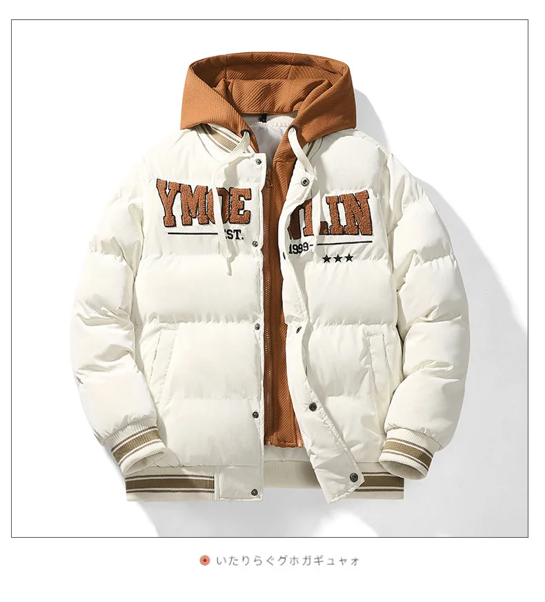 Casual Stand Collar Parka for Men Clothing Big Size Men's Thick Warm Bomber Jacket Autumn Winter Fleece Slim Fit Coat
