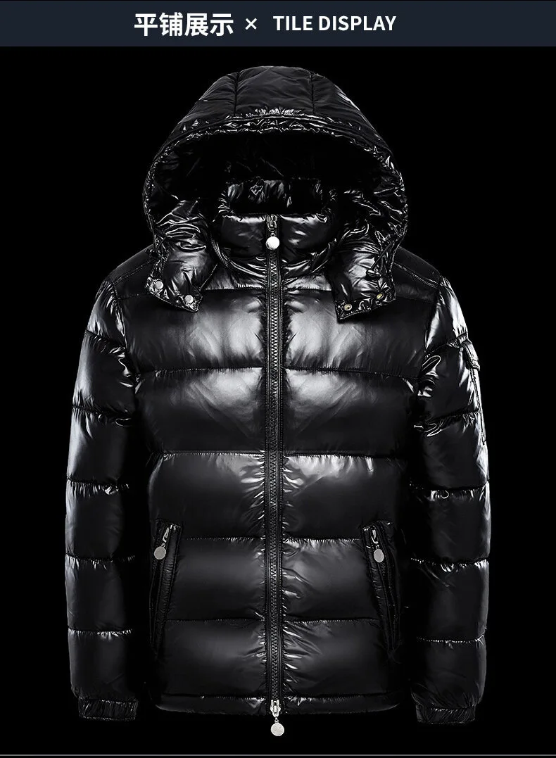 2026 Fashion Waterproof Short Cotton Jackets Men's Black Lightweight Snow Parkas High Quality Glossy Parkas Winter Jackets Male