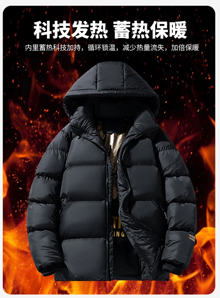 Winter Parka Coats Mens Luxury Fashion Solid Hooded Outwear Windproof Warm Jackets New Section Casual Thicken Cotton Parkas