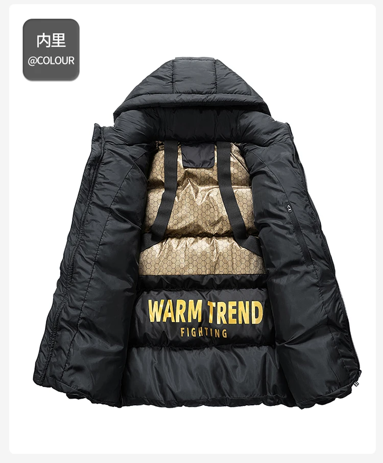 Winter Parka Coats Mens Luxury Fashion Solid Hooded Outwear Windproof Warm Jackets New Section Casual Thicken Cotton Parkas