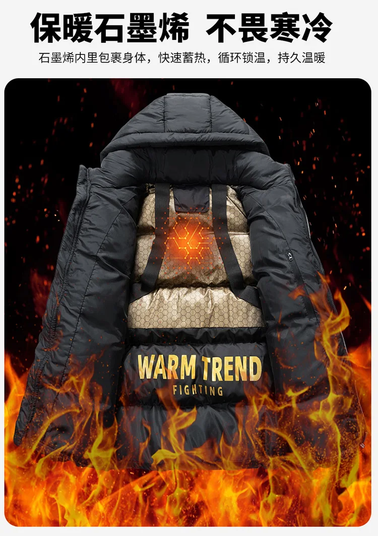 Winter Parka Coats Mens Luxury Fashion Solid Hooded Outwear Windproof Warm Jackets New Section Casual Thicken Cotton Parkas