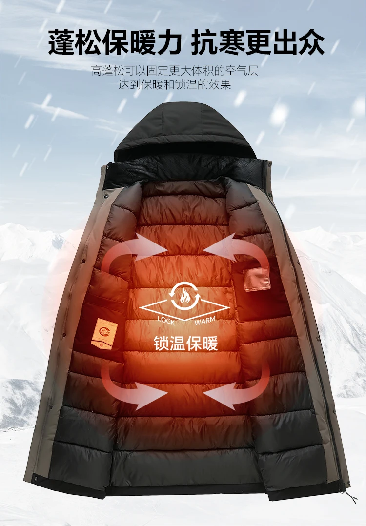 Winter Fleece Long Jacket with Hood Windbreaker OvercoatMens Coats Casual Thicken Warm Men Long Outwear Clothing Business Parka