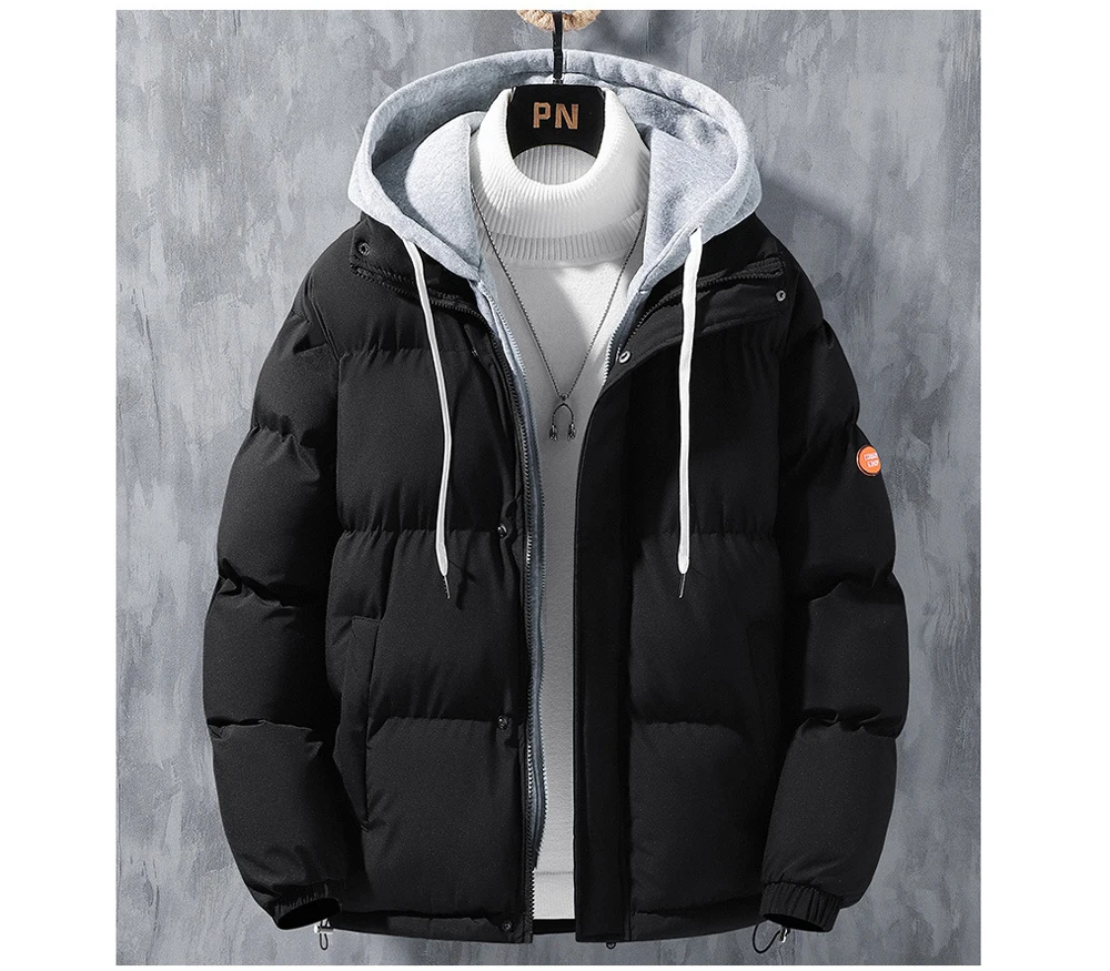Winter Men's Padded Jackets Fashion Men Cotton Warm Down Hooded Parkas Coats Casual Men Thermal Windbreaker Coats Clothing 5XL