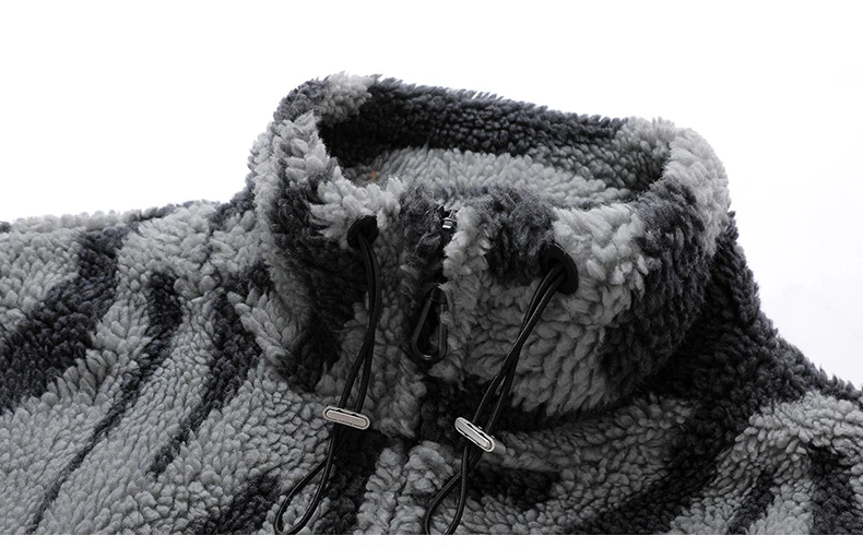 Winter New Lambswool Parka Jacket Men Coat Fashion Print Streetwear Harajuku Oversize Thickening Fleece Outerwear M-XXL