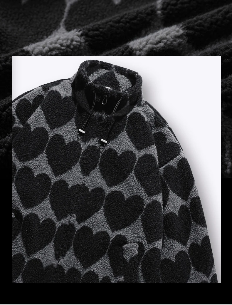 Winter New Lambswool Parka Jacket Men Coat Fashion Print Streetwear Harajuku Oversize Thickening Fleece Outerwear M-XXL