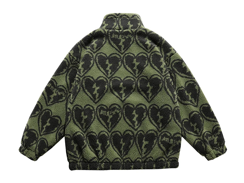 Winter New Lambswool Parka Jacket Men Coat Fashion Print Streetwear Harajuku Oversize Thickening Fleece Outerwear M-XXL