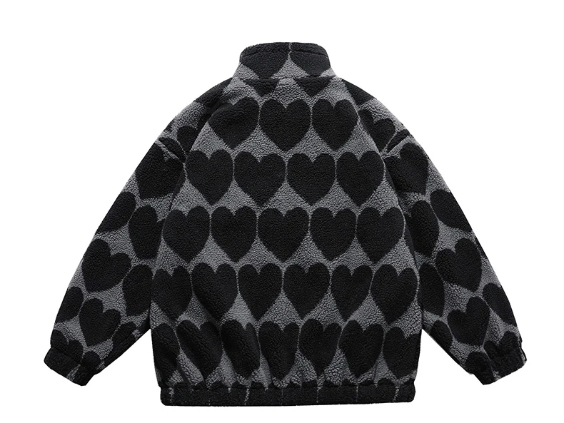 Winter New Lambswool Parka Jacket Men Coat Fashion Print Streetwear Harajuku Oversize Thickening Fleece Outerwear M-XXL