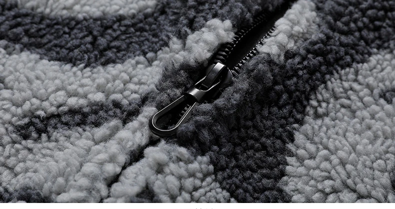 Winter New Lambswool Parka Jacket Men Coat Fashion Print Streetwear Harajuku Oversize Thickening Fleece Outerwear M-XXL