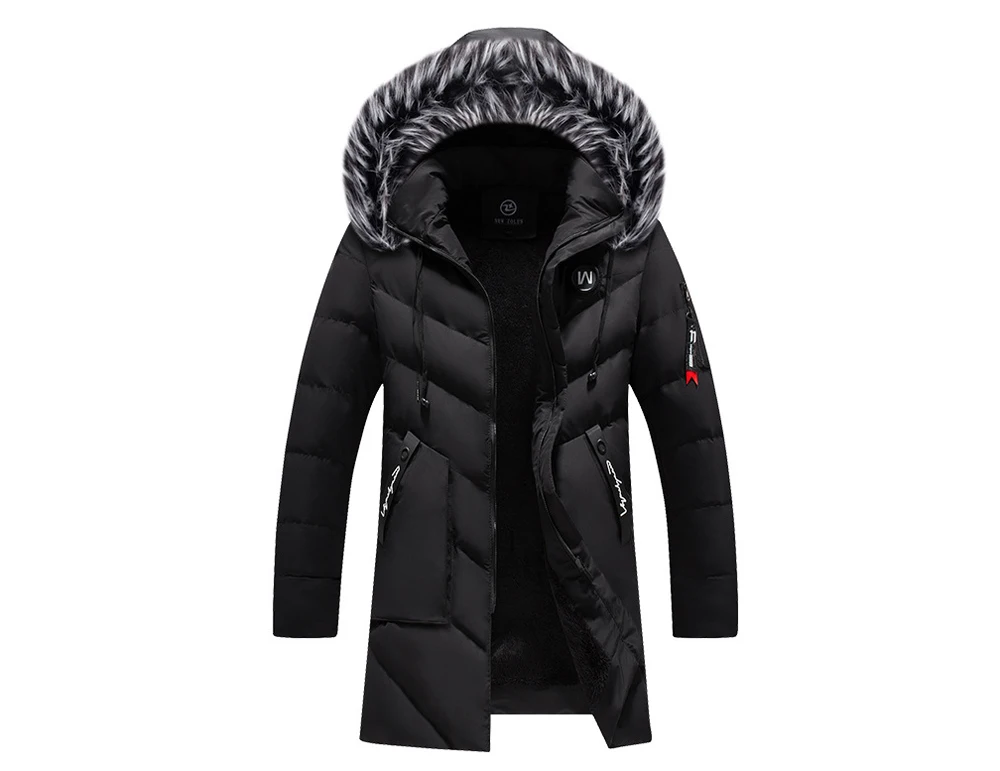 DIMUSI Winter Men's Long Jacket Fashion Men Fur Collar Thermal Classic Coats Casual Warm Windbreaker Padded Jackets Men Clothing