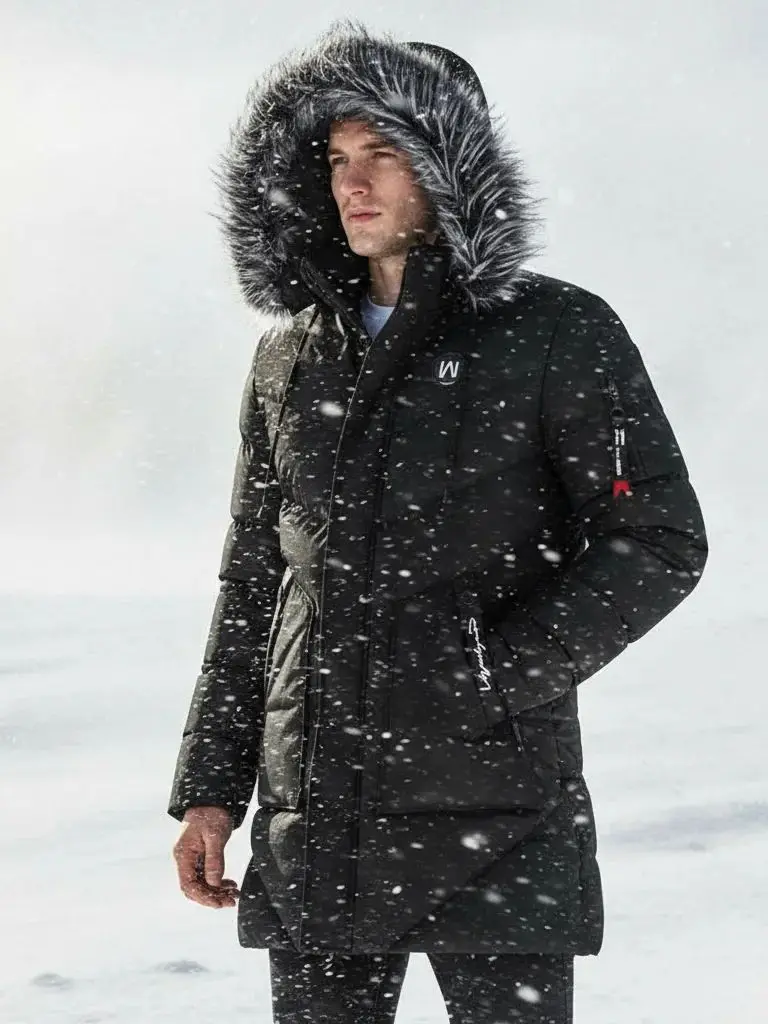 DIMUSI Winter Men's Long Jacket Fashion Men Fur Collar Thermal Classic Coats Casual Warm Windbreaker Padded Jackets Men Clothing